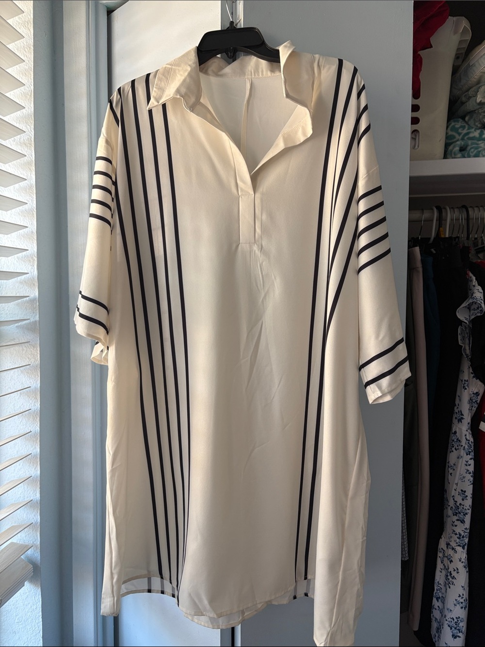 Cream and Black Striped women’s dress